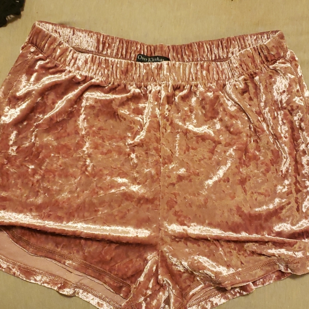 Pink velvet shorts